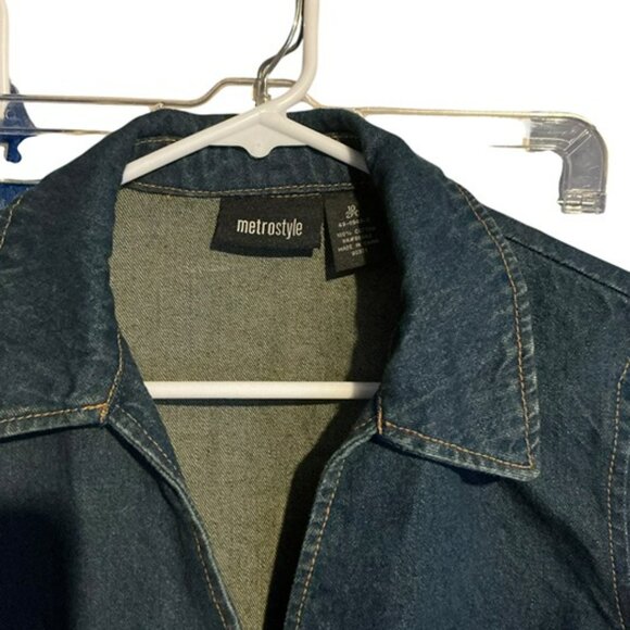 Metrostyle Denim Jacket Double Breasted SZ=10 Long Sleeve Bust 20 Length 24 - Picture 3 of 4